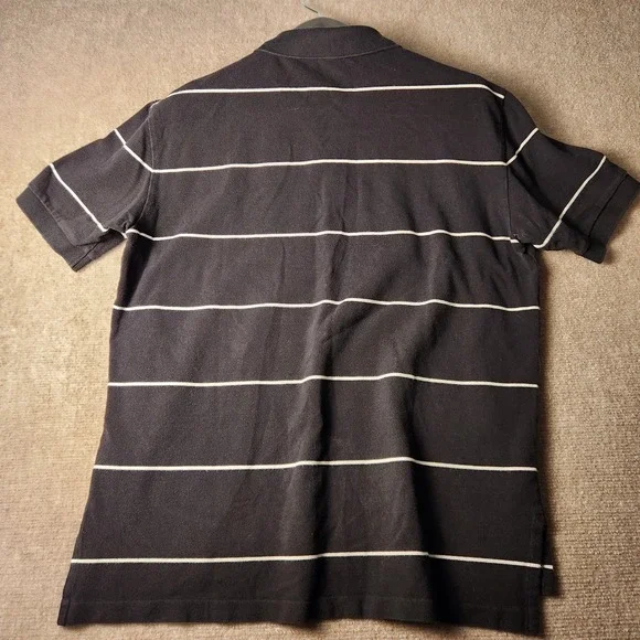 Polo Ralph Lauren Mens Large Black White Striped Short Sleeve Pique Polo Shirt - Picture 7 of 7
